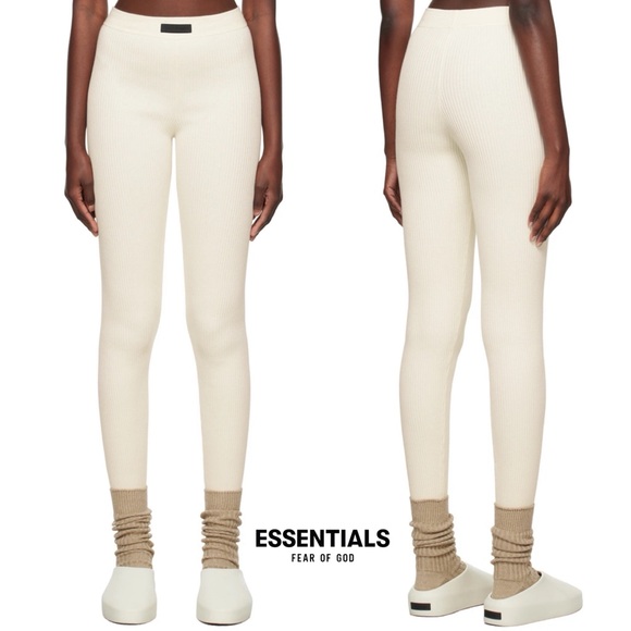 NWT Fear of God ESSENTIALS Off White Patch Leggings XS...